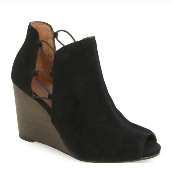 Lucky Brand Reevas Peep Toe Wedge Booties - Picture 2 of 5